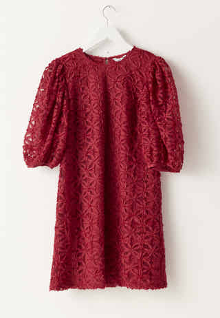 3D Flower Puff Sleeve Dress