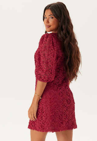 3D Flower Puff Sleeve Dress