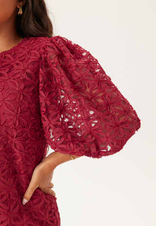 3D Flower Puff Sleeve Dress