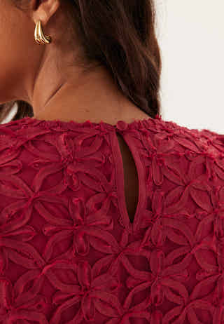 3D Flower Puff Sleeve Dress