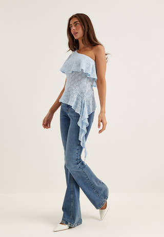 Asymmetric Frill Lace Top