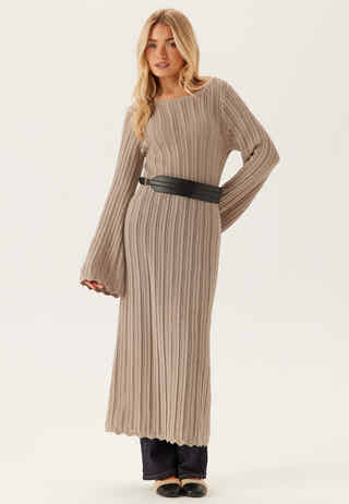 Boat Neck Structure Knitted Dress