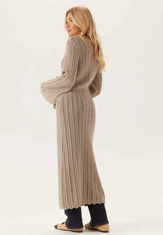 Boat Neck Structure Knitted Dress