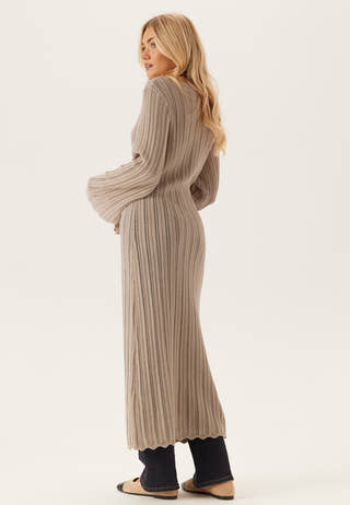 Boat Neck Structure Knitted Dress