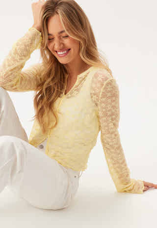 bubbleroom-button-lace-cardigan-yellow