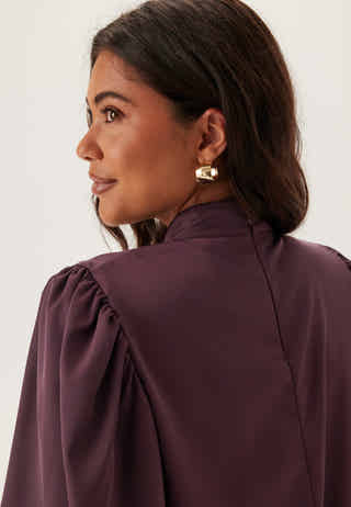 Chimney Collar Puff Sleeve Blouse