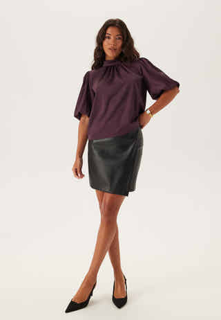 Chimney Collar Puff Sleeve Blouse