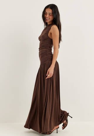 Gathered Side Maxi Dress