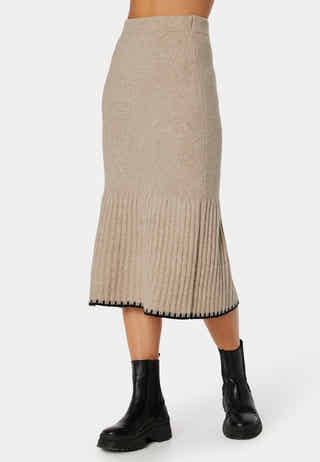 Contrast Edge Knitted Skirt
