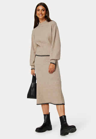 Contrast Edge Knitted Skirt
