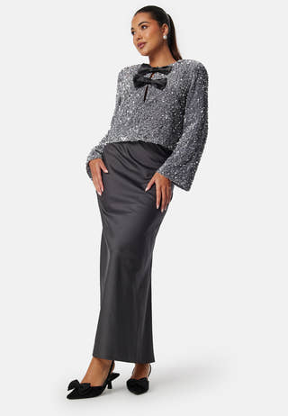 Slit Satin Maxi Skirt