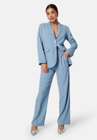 Straight Leg Pleated Suit Pants