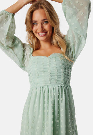 Dobby Dot Ruched  Dress