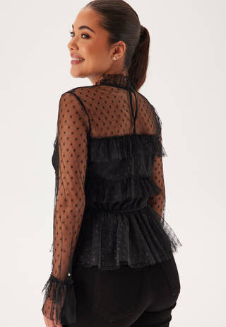 Dotted Mesh L/S Blouse