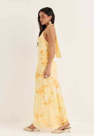 Drapy Halterneck Mesh Dress