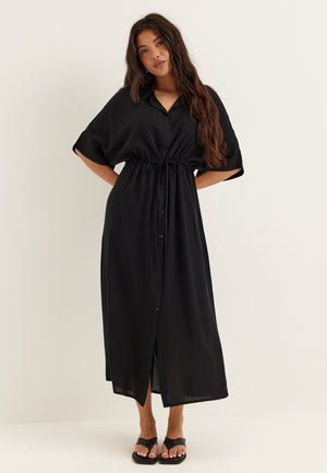 Drawstring Viscose Shirt Dress