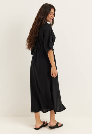 Drawstring Viscose Shirt Dress
