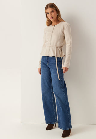 Faux Suede Peplum Jacket