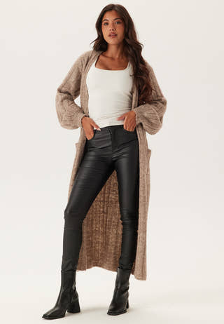 High Waist Slim Coated Jeans