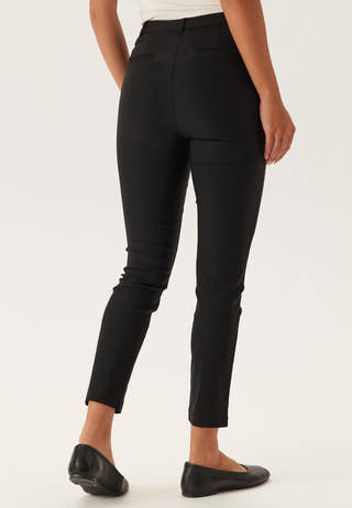 High Waist Stretchy Cropped Slit Trousers