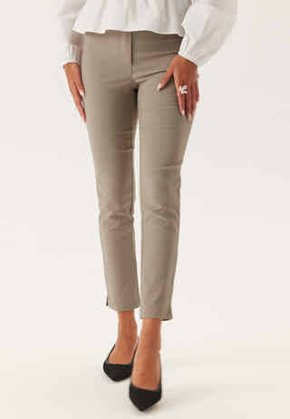 High Waist Stretchy Cropped Slit Trousers