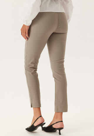High Waist Stretchy Cropped Slit Trousers