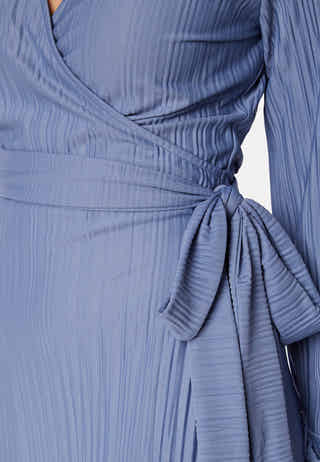 Pleated Wrap Midi Dress