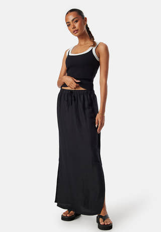Linen Blend Maxi Skirt