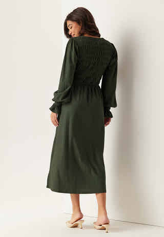 Structure Long Sleeve Midi Dress