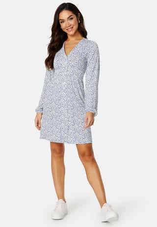 V-neck Short Button Dress