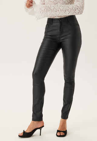 Mid Waist Push-up Coated Slim Jeans
