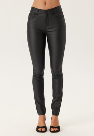 Mid Waist Push-up Coated Slim Jeans