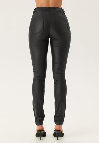 Mid Waist Push-up Coated Slim Jeans