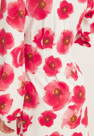 Midi Button Volume Sleeve Dress