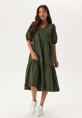 Midi Puff Sleeve Dress