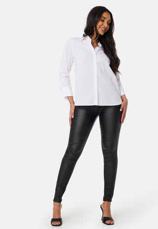 Mid Waist Push-Up Coated Jeans