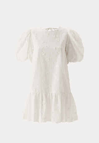 3D Embroidered Puff Sleeve dress