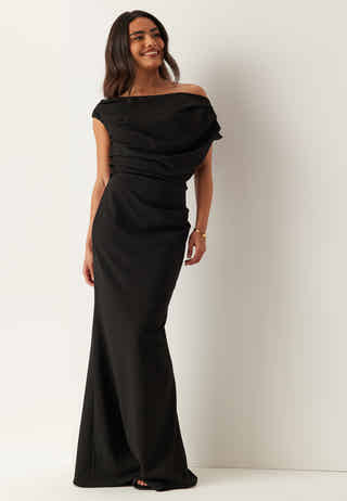 Asymmetric Draped Maxi Dress