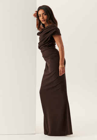Asymmetric Draped Maxi Dress