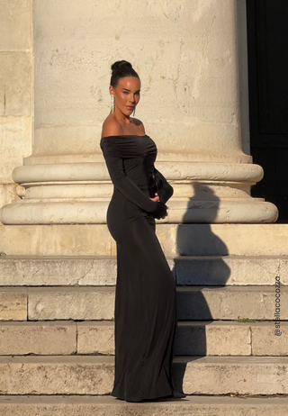 Asymmetric Off Shoulder Soft Gown