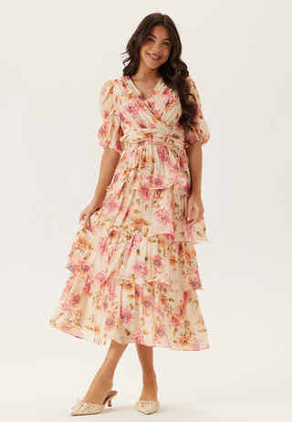 Balloon Sleeve Flounce Ankle Dress