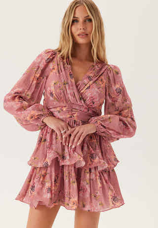 Balloon Sleeve Short Flounce Dress