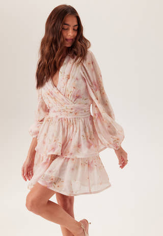 Balloon Sleeve Short Flounce Dress