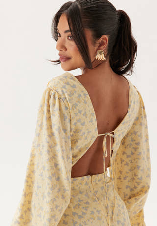 Balloon Sleeve Wrap Gown