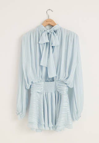 Bow Jacquard Short Dress