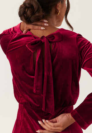 Bow Velvet Midi Dress