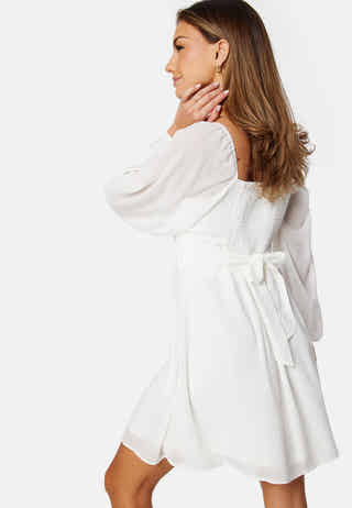 Square Neck L/S Chiffon Dress