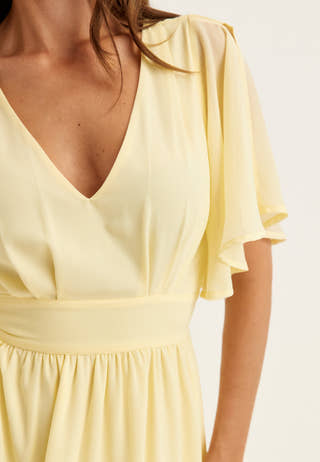 Butterfly Sleeve Chiffon Gown