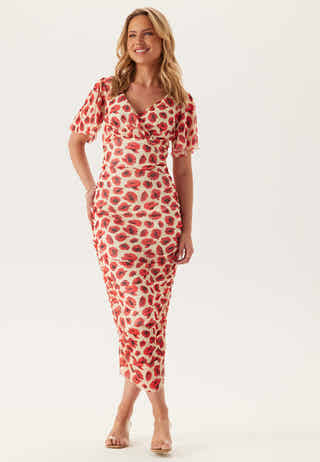 Butterfly Sleeve Mesh Ankle Dress