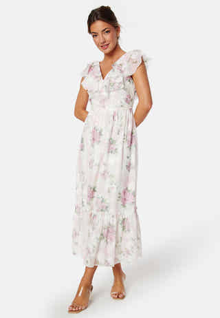 Flounce Jacquard Midi Dress